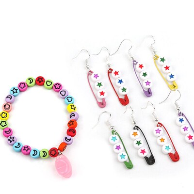 4*7mm Random Mixed Round Flat Acrylic Flower Star Moon Heart