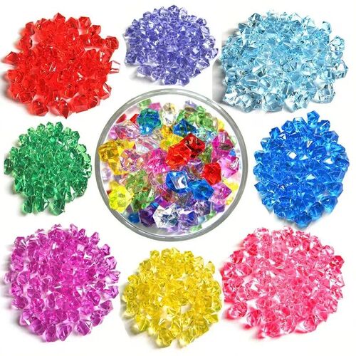 100PCS Plastic Gems Grains Colorful Small Stones Jewels Acry