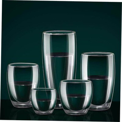 Glass Double Walled Heat Insulated Tea Cup coffee mug 玻璃杯