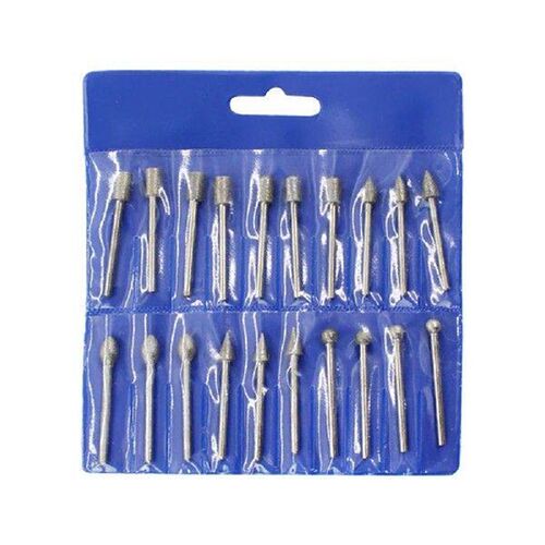 20pcs Diamond Grind Head Set Grit Cone Bullet Rotary Bits