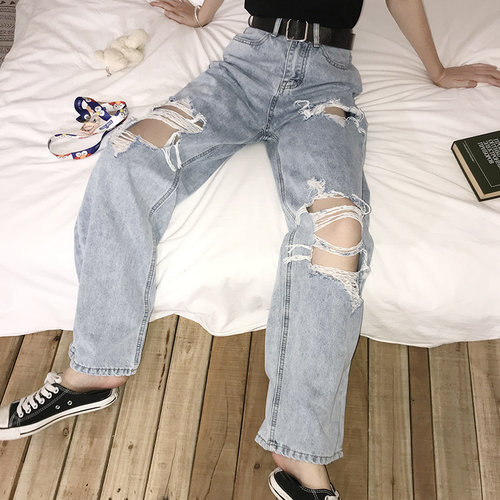 2020 New High Waist Ripped Jeans Women's hip hop Loose J