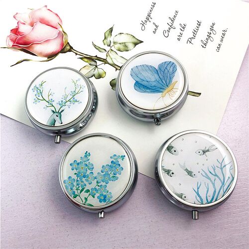 3 Cell Metal Pill Boxes Stainless Steel Round Pill Boxes Med