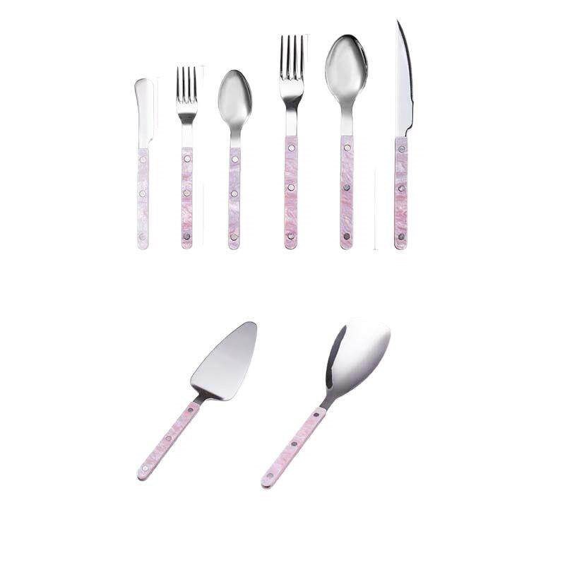 304 stainless steel pink knife, fork, spoon gift wholesale - 实物图