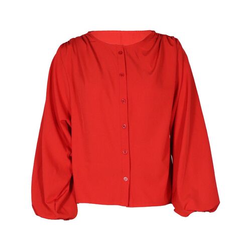 Chic New Women Lantern Sleeve Blouse Solid Color Elegant Fas