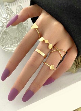 Alloy Joint Rings Geometric Triangle Circular Piece Rings Se