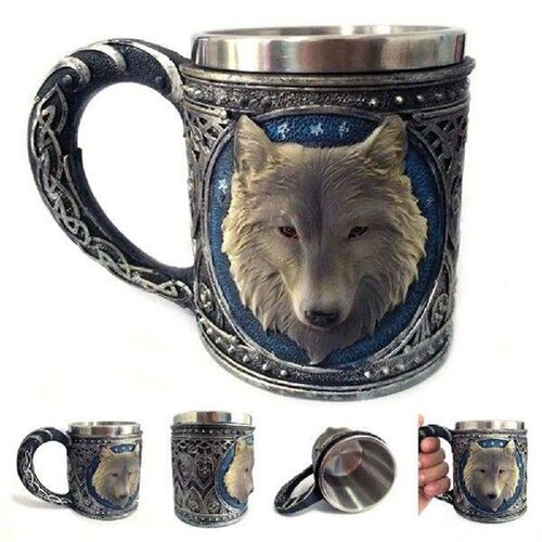 2020 new Wolf Head Stainless Steel Resin Beer Juice Milk