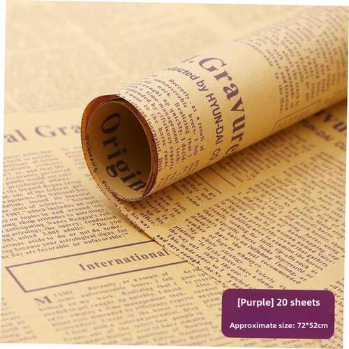 English newspaper flowers wrapping paper kraft paper gift