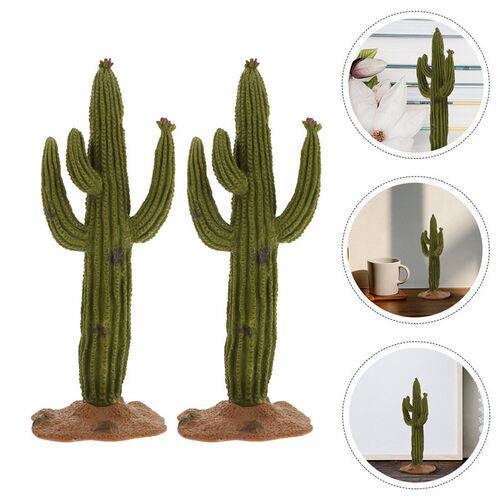 2pcs Cactus Model Decor Artificial Cactus Ornament Fake