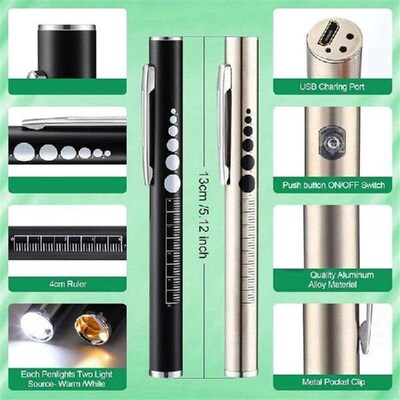 Nurse Tool Set,Rechargeable Pen Light With Two Led Light