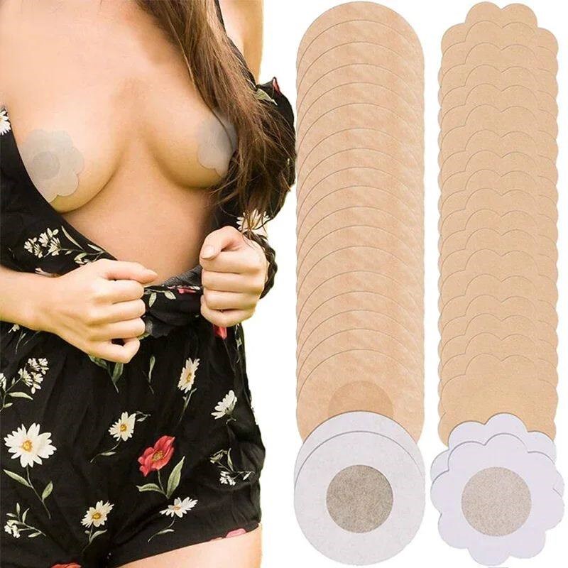 50/100Pcs Cloth Nipple ver Teat Hide Women Nipple Pasties Pi - 实物图