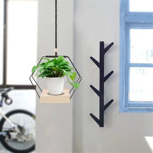 1pc Wooden Iron Hanging Flower Pot Rack Planter Stand Space