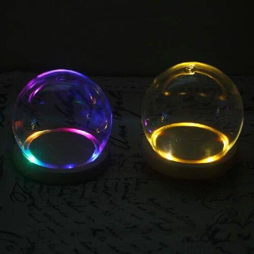 Dustproof Clear Dome Wooden Base Glass Display Flower