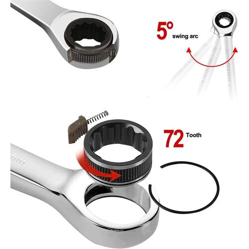 8-24mm Fix Head Ratcheting Wrench 72-Tooth Ratchet Spanner