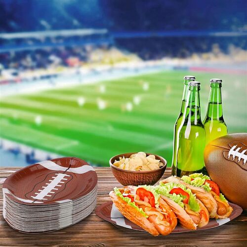 25pcs super bowl football paper plate oval food tray potato
