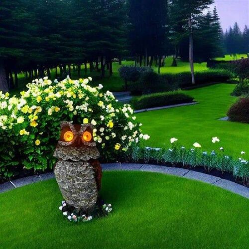 Owl Night Light Ornament Realistic Owl Sculpture Solar