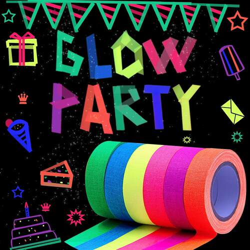 UV Glow Tape Neon Party ters Glow in the Dark Black Light Re