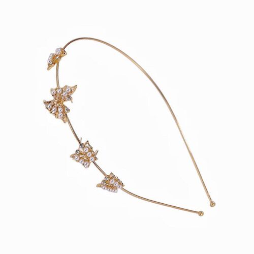 Retro Metal Flower Butterfly Rhinestone Headband Korean Styl