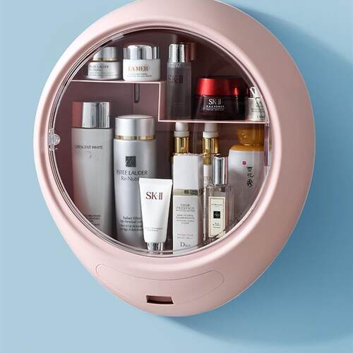 cosmetic storage box wall mounted hole free dustproof househ