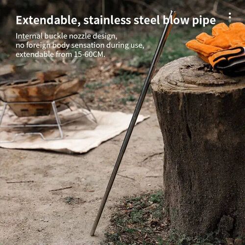 Outdoor Camping Blow Fire Tube Blowpipe Collapsible High Eff
