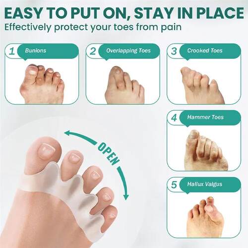 1 Pair Silicone Toe Separator Bunion Corrector Hammer Toe Co