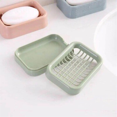 Drainable Soap Dish No-Drill Double Layer Soap Box Mesh Soap