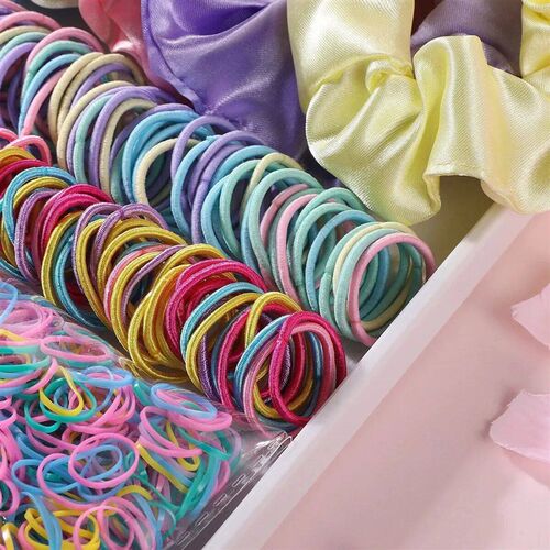 2155Pcs Girls Colorful Hair Bands Set Nylon Elastic Rubber B