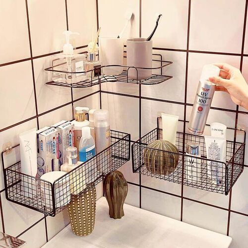 Bathroom storage shelf, wall-mounted drill-free toilet showe