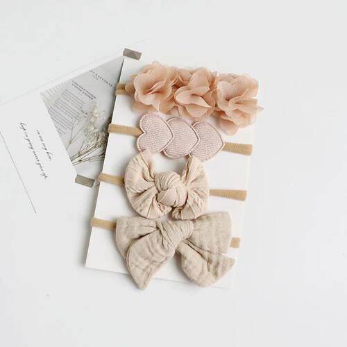 4PCS Baby Headband Set Red Love Hairband Princess Girl Flowe