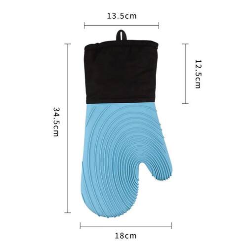 Heat Slip Resistant Silicone Oven Mitts Set, Soft Polyester