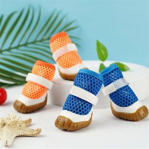 Summer Dog Shoes Breathable Dog Net Shoes Soft PVC Hollow