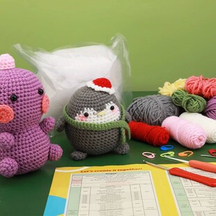 KRABALL Penguin Dinosaur DIY Animal Beginners Kniting Kit fo