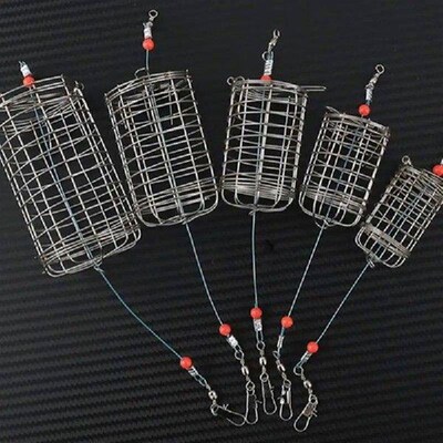 Bait Cage Silver Gray Fishing Feeder Holder Small Baiting