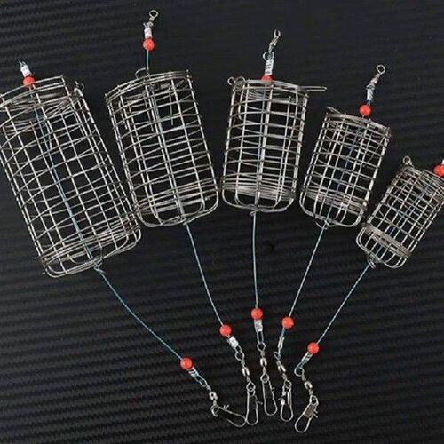 Bait Cage Silver Gray Fishing Feeder Holder Small Baiting