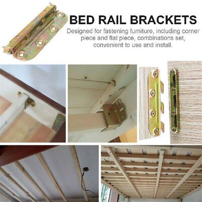 4 Sets Bed Shelf Rail Bracket Headboard Brackets Bedstead