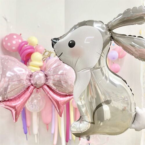 1pcs Gray Bunny Balloon Long Ears Rabbit Helium Balloon Baby