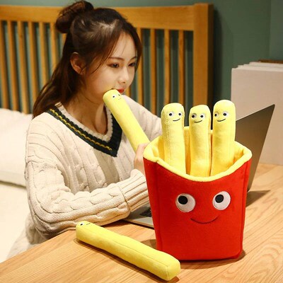 Emotional Support Smile French Fries Plush Stuffed Toy, Plus