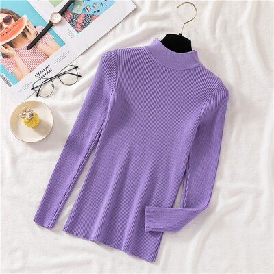 Zoki Autumn Women Pullover Sweater Half Turtleneck Long Slee