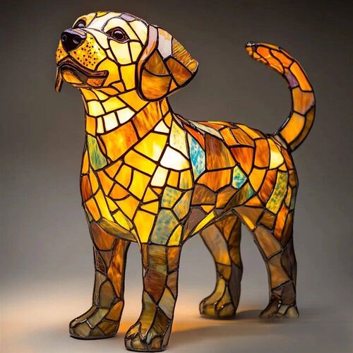 Dog Lamp Stained Resin Dog Tabletop Night Light Resin Desk A