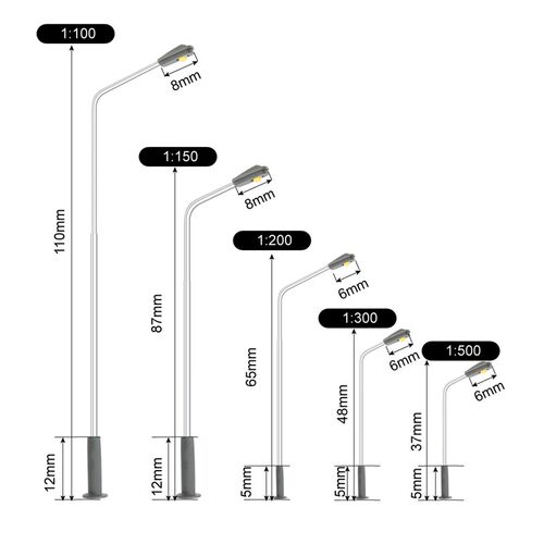 00-500 Scale Model LED 3V Sreet Lamp Lighting Single Head Tr
