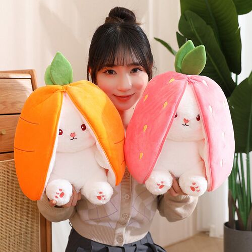 18CM Creative Carrot Strawberry Bag Transform To Rabbit Plus
