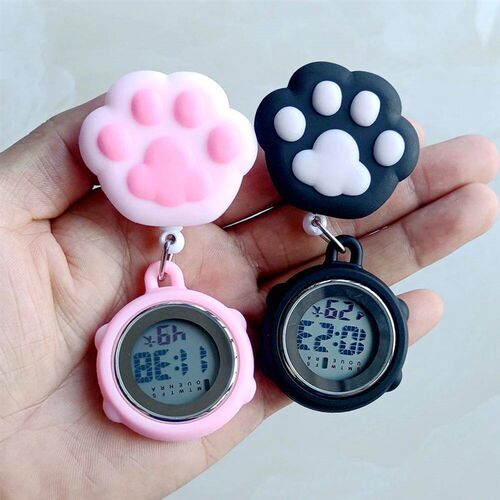 Cartoon Cat Dog Claw Footprint Nurse Doctor Retractable Badg