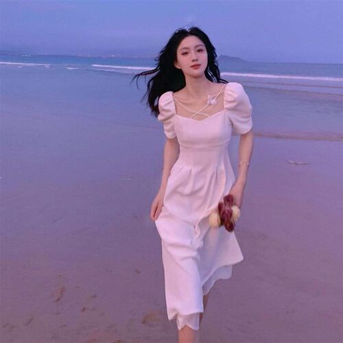 French square collar dress, MD-LONG first , French platycodo