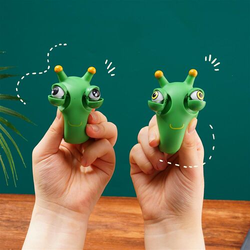 Green Eye Insect Squeeze Toy Grass Worm Pinch Toy Stress Rel