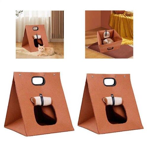 Cat Bed Cave with Handle Portable Winter Cat Hut Tent