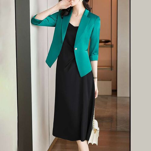 Acetic acid satin small suit high-grade outer women thin spr