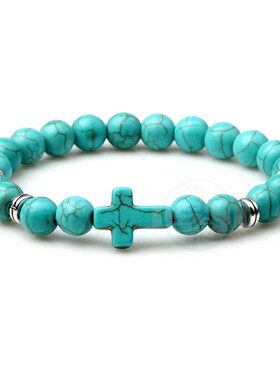。Qinuo volcanic stone frosted stone Turquoise Cross Yoga ha