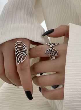 ins new retro old butterfly ring female fashion personality
