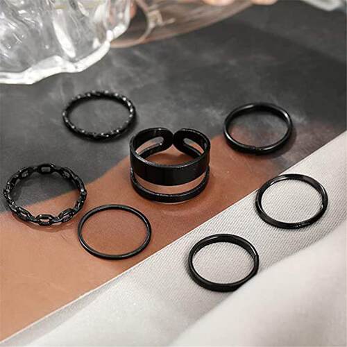 Fashion Women Ring Set Punk Cool Anillos Vintage Simple Blac