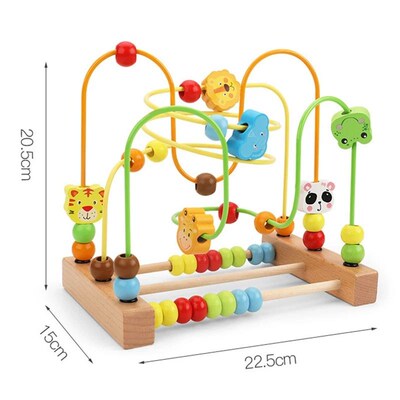 Montessori Toys Baby Wooden Roller Coaster Bead Maze Toddler