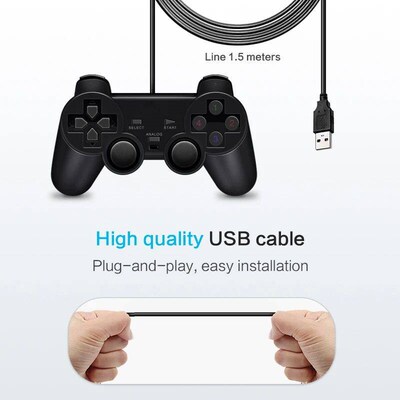 Vibration Joystick Wired USB PC Controller For PC Computer L